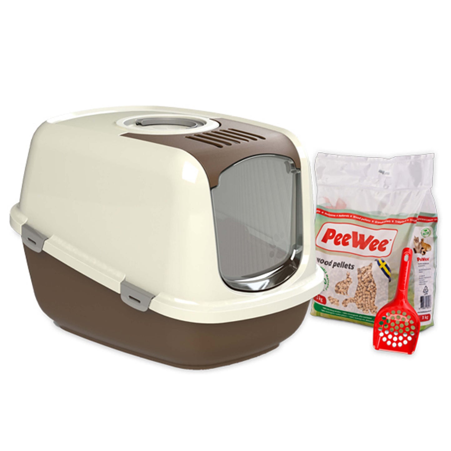 PeeWee EcoDome XXL Katzenklo mit Haube geschlossen inkl. 3kg Streu Holzpellets