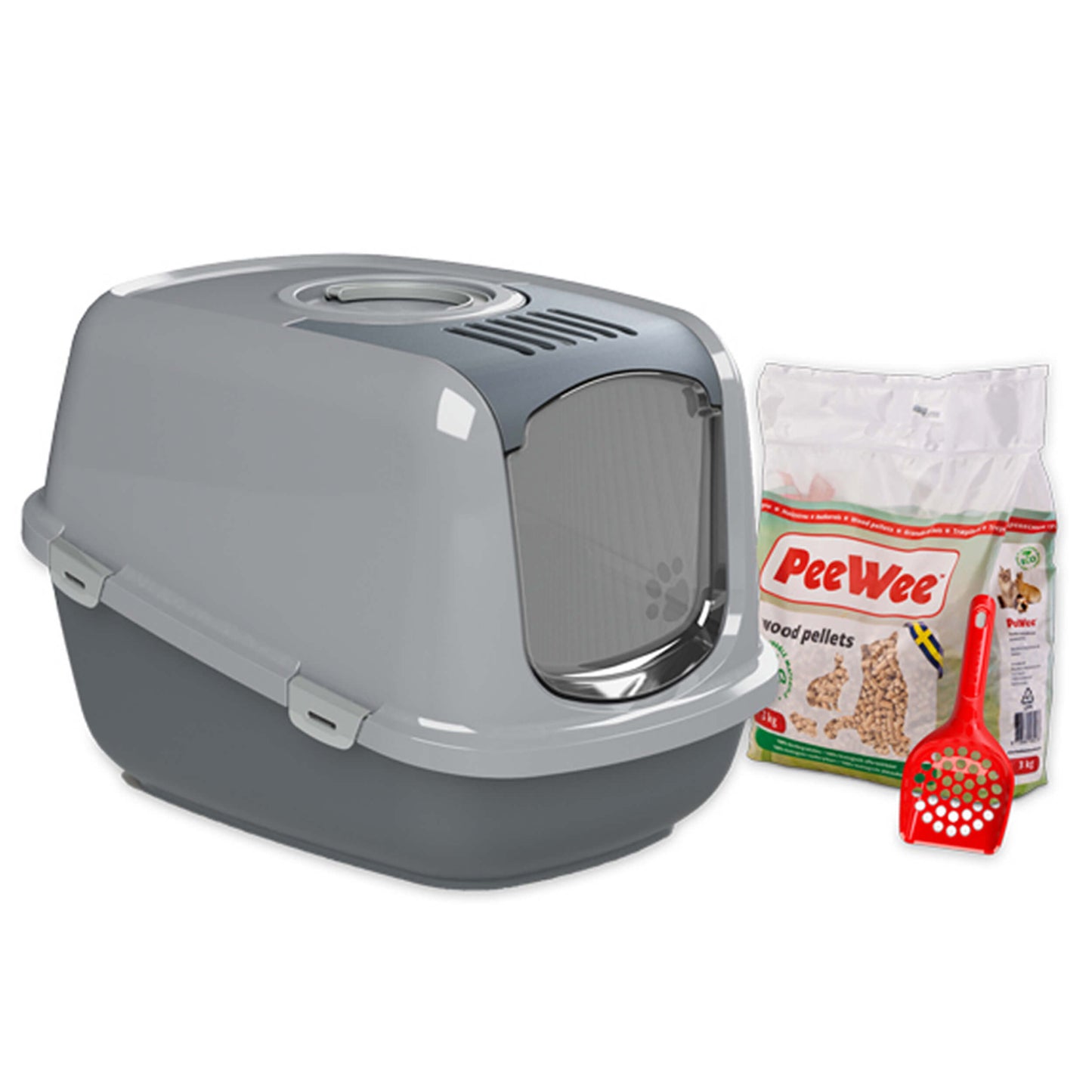 PeeWee EcoDome XXL Katzenklo mit Haube geschlossen inkl. 3kg Streu Holzpellets