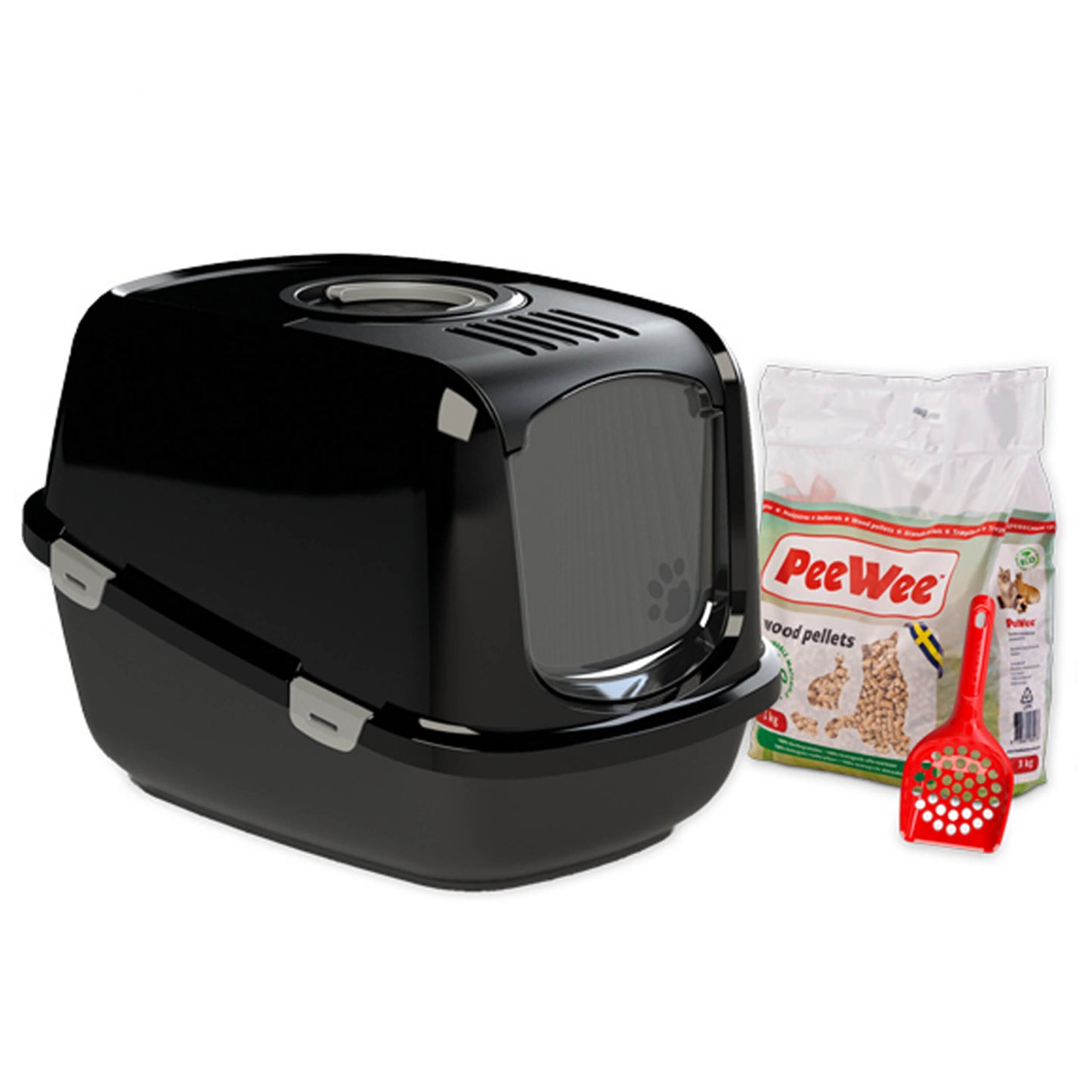 PeeWee EcoDome XXL Katzenklo mit Haube geschlossen inkl. 3kg Streu Holzpellets