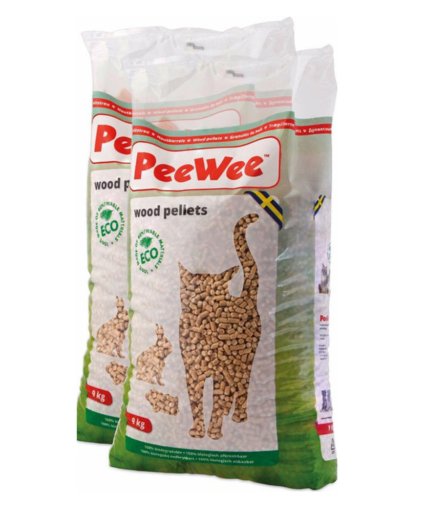 28 L / 18 KG PeeWee Holzstreu Katzenstreu Einstreu Bio Öko Streu Pellets (2x9kg)